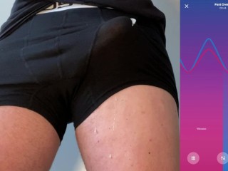 Hands free huge cumshot through tight underwear