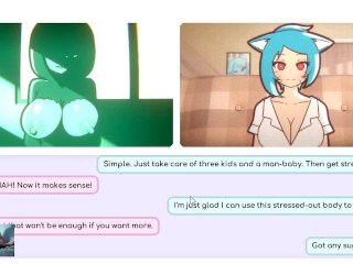 Nicoles Risky Job - Milf catgirl Gumball Nicole usando um dildo em live stream hentai game!