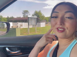 Stranger Picks Up Fat Ass Asian Fitness Model While Jogging and She Squirts on Him in the Car