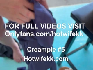 Hotwife gets 5 Creampies at outdoor gloryhole by pool