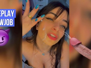 ROLEPLAY sexy latina catching you with a boner for being spying her and do a perfect blowjob to you