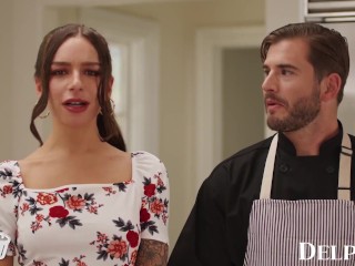Delphine Films- April Olsen's Naughty Cooking Show Turns Into a Sexy THREESOME