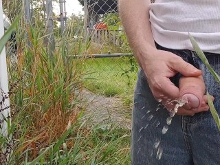 Uncut Cock Pissing Outside in PUBLIC -UncutAtNight-