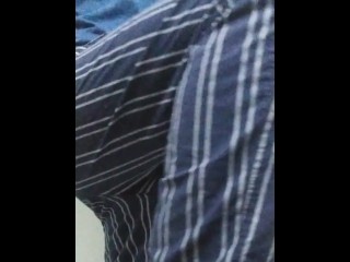 Stripping out of pajamas and stretching my leg up to give myself a standing foot job