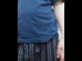 Stripping out of pajamas and stretching my leg up to give myself a standing foot job