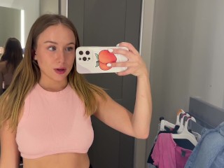 Loud Wet Pussy Fucking Teen Almost Caught In Target Fitting Room
