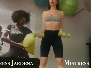 Naughty femboy observe Mistress in gym. Full video on my Onlyfans ( link in bio)