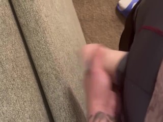 CUMMING ON THE FLOOR BEHIND THE COUCH WHILE MY GF IS JERKING OFF | CUM SHOT | (FTM)