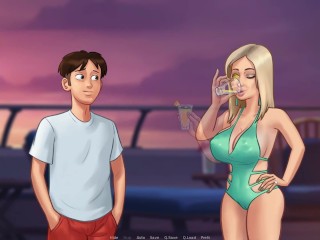 Summertime saga #105 - We swim naked with my neighbor (passionate kisses)