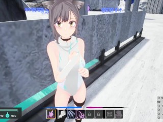 Sakura Segment [v1.0] girl with cat ears and black stockings meeting on the bridge