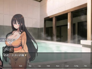 【#02 新妻クロエが堕ちるまで(体験版)実況】爆乳人妻クロエ温泉入浴！おっぱいデカくてエロ可愛すぎる・・・(RPG巨乳人妻NTR同人エロゲー・抜きゲー ) Hentai game