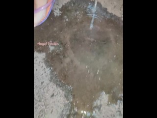 She made a big puddle outdoor. Watch Top Urination video with Pee Reverse at the end