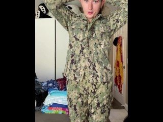 Navy T-girl Cumshot cheif roleplay