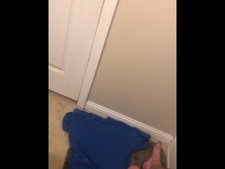 Huge Cumshot hits the wall in bathroom! Legs shaking as 14 ropes of cum EXPLODE!