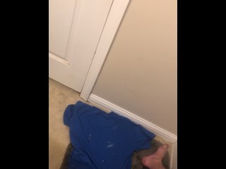 Huge Cumshot hits the wall in bathroom! Legs shaking as 14 ropes of cum EXPLODE!