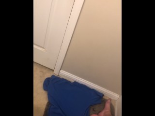 Huge Cumshot hits the wall in bathroom! Legs shaking as 14 ropes of cum EXPLODE!