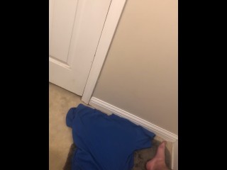 Huge Cumshot hits the wall in bathroom! Legs shaking as 14 ropes of cum EXPLODE!