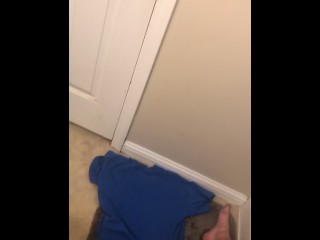 Huge Cumshot hits the wall in bathroom! Legs shaking as 14 ropes of cum EXPLODE!