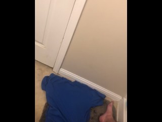 Huge Cumshot hits the wall in bathroom! Legs shaking as 14 ropes of cum EXPLODE!