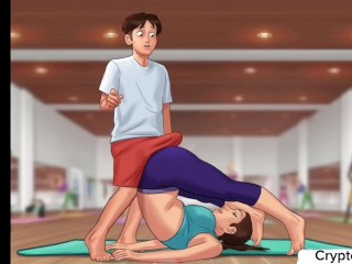 Rubbing my dick on yoga teacher while helping her