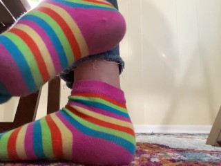 Toe socks under table