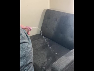 Spraying the couch with my piss