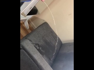 Spraying the couch with my piss