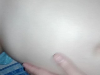 Eight month pregnant wife gets juicy creampie in juicy pussy, lots of cum in her hole