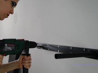 The goddess while fixing the shelf to the wall ASMR - drill trapano houseworks screw fetish femdom