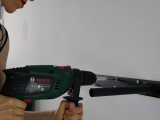 The goddess while fixing the shelf to the wall ASMR - drill trapano houseworks screw fetish femdom