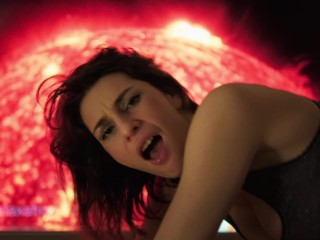 Enthousiastic slut sucking in front of the cosmos
