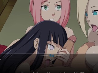 RECIBIENDO UNA MAMADA GRUPAL DE SAKURA, HINATA E INO - NARUTO KUNOICHI TRAINER - CAP 14