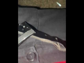 Trying to hide from wife and company