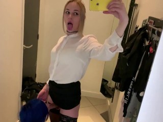 Tranny has fun with her girlfriend in the changing room