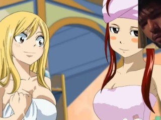 Lucy cachonda se folla a greey y natsu