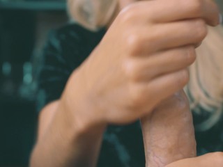 I gently took care of my husband's hard cock. Do you like such a gentle care?