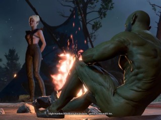 Drow Elf Facefucked by Orc Cock