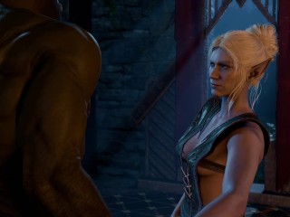 Drow Elf Facefucked by Orc Cock