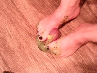 ( 5min. Preview) Milf Goddess Bizarre Rough Green Slime covered Foot Job / Toe Job