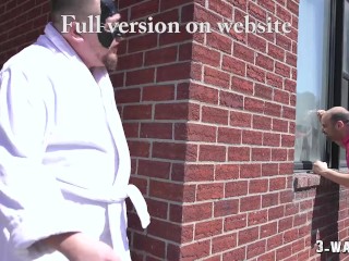 3-Way Porn - A Busty Milf is Nailed Hard by her Husband and the Neighbor