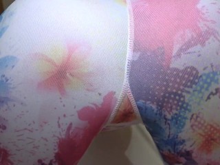 ★花柄スポーツレギンスも良く似合うGカップ巨乳美女★最後は全裸にワイシャツで生・中出し★