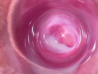 Camera deep inside Mia's tight vagina, the creamiest pussy ever