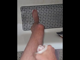 Hot Cum On My Leg Soap Jerking