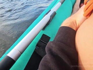 Risky Public Kayaking Made Him Cum in 1 min!