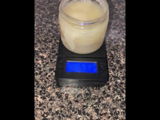 A couple ounces of my cum!!!! Weighing my frozen cum loads on a scale-53.7grams