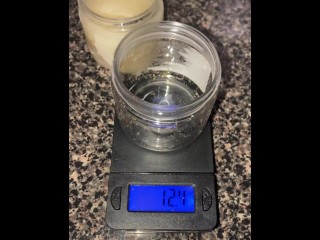 A couple ounces of my cum!!!! Weighing my frozen cum loads on a scale-53.7grams