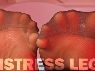 Goddess Feet In Wet Tan Knee-Socks With Reinforced Toes Teasing You In Bath