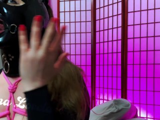 Bondage Slut Gives Slippy Ring Gag Blowjob