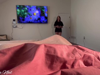 POV my girlfriend left her best friend and me alone so I let her ride my dick