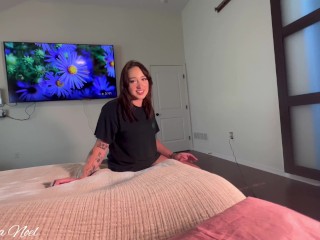 POV my girlfriend left her best friend and me alone so I let her ride my dick